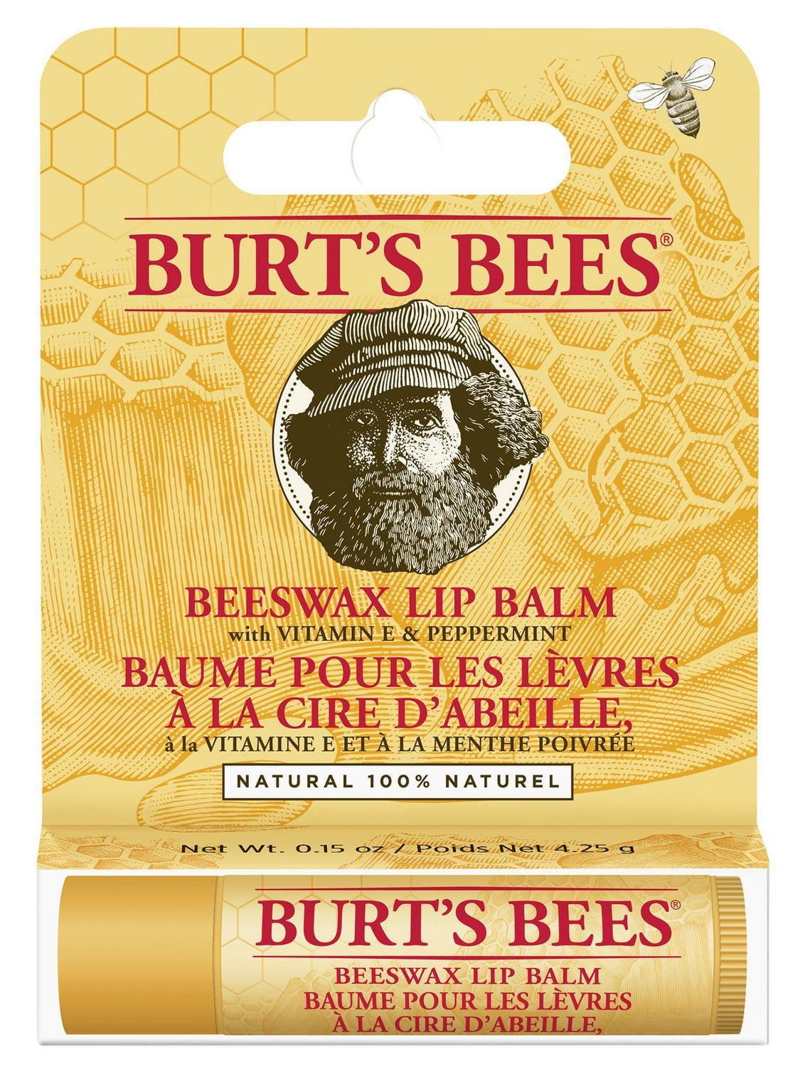 Burt's Bees Beeswax 100% Natural Moisturizing Lip Balm with Vitamin E and Peppermint Oil - 1 Tube