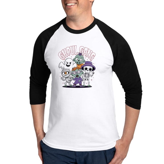 CafePress - Ghoul Gang – Spooky & Stylish Halloween Design - Cotton Baseball Jersey, 3/4 Raglan Sleeve Shirt