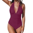 thumbnail image 1 of Aayomet Swimsuit High Waisted Monokini Bathing Suit,Wine M, 1 of 5