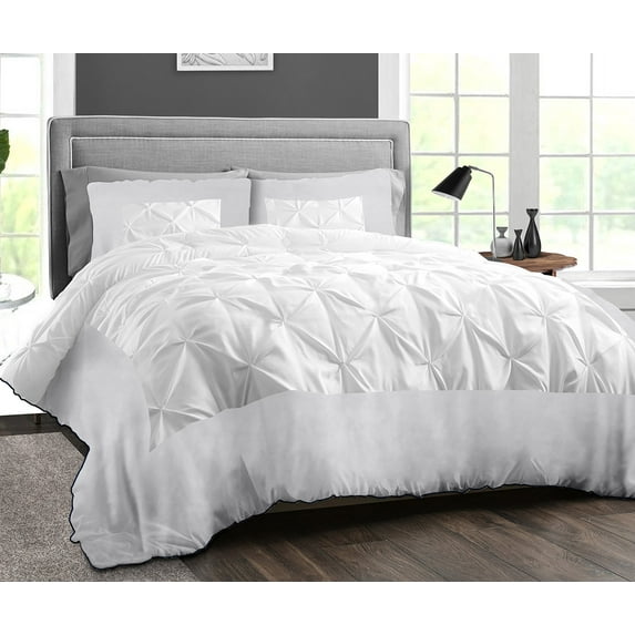 Oversized King/Palatial King Comforter Dual Tone Half Pinch Light Grey Luxurious Microfiber Fill Duvet Insert Box Stiched Quilted Soft All Season Comforter with Pillowcases & Premium Piping
