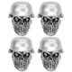 thumbnail image 1 of Juego de 4 tapones para válvula de neumático de casco, tipo calavera, con anillo de goma, universales, para coches, bicicletas, SUV, camiones, bicicletas y motocicletas, color plateado., 1 of 14
