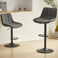 thumbnail image 2 of Grey Pu Leather Swivel Adjustable Height Bar Stool Chair For Kitchen(Set Of 2), 2 of 8