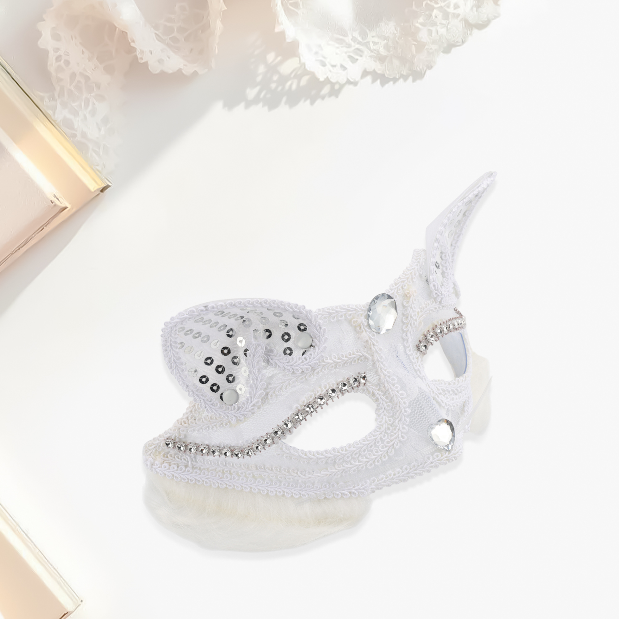 Unique Bargains 1 Pack Cat Party Mask for Themed Events White