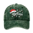 thumbnail image 2 of Baseball Caps For Unisex Vintage Washed Soft Crown Christmas Hat Believe Snowflake Santa Embroidery Sun Shading Headwear, 2 of 6
