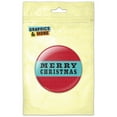 thumbnail image 1 of Merry Christmas Blue Banner and Red Diamonds Pinback Button Pin Badge, 1 of 2