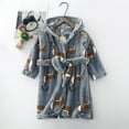 thumbnail image 2 of Leey-World Toddler Boy Bathrobe Boys Robe Kids Hooded Fleece Bathrobe Flannel Pajamas Soft Sleepwear 7-14 Years(Grey,5-6 Years), 2 of 4