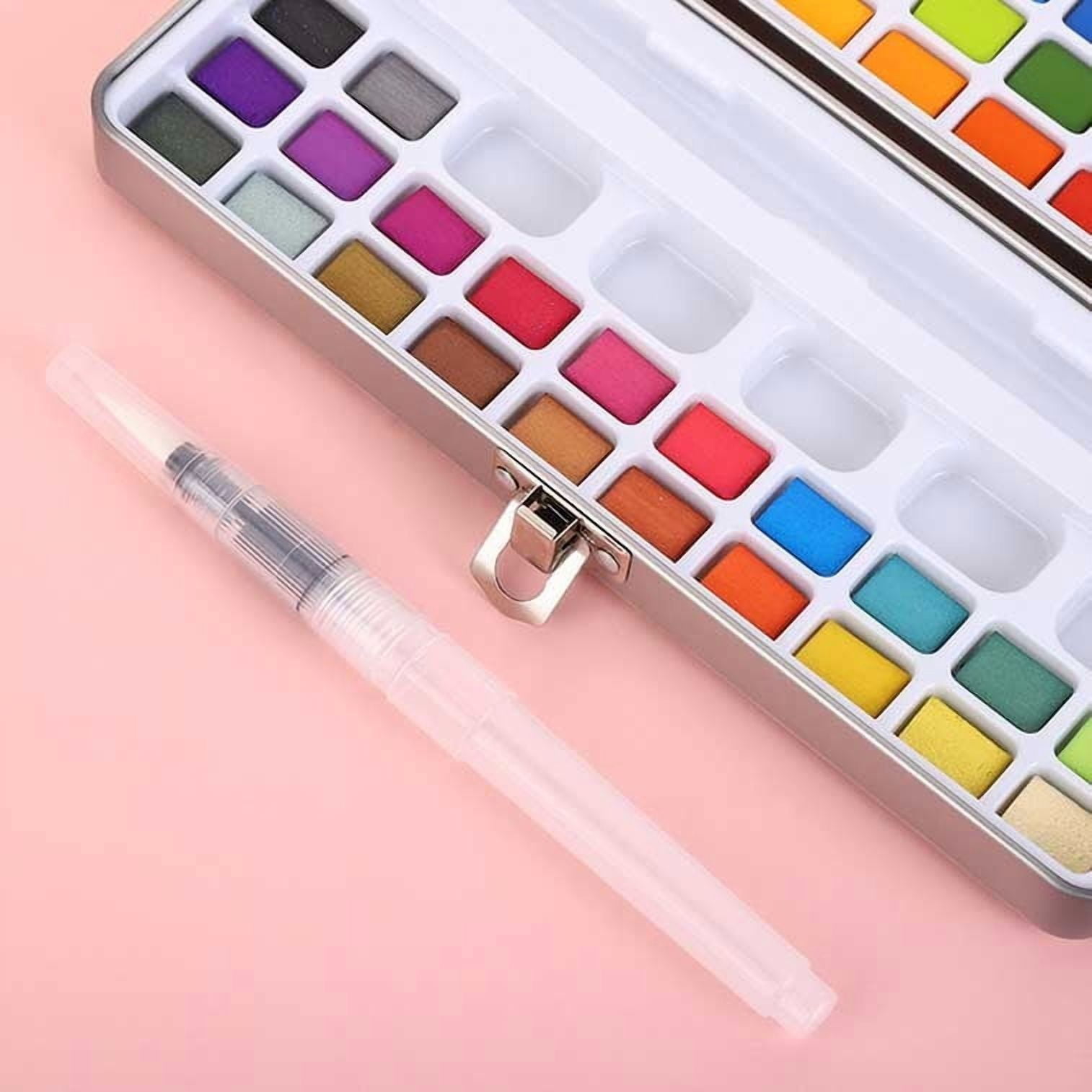 Daiosportswear Complete Portable Solid Watercolor Paint Set, 48 Vibrant Colors, Easy-to-Carry Case, High-Quality Pigments, Ideal for Beginners & Pros, Sketching & Painting, Art Supplies Kit with Brush