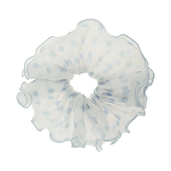 Unique Bargains 1 Pc Scrunchie Fashion Polka Dot Hair Elastics Blue