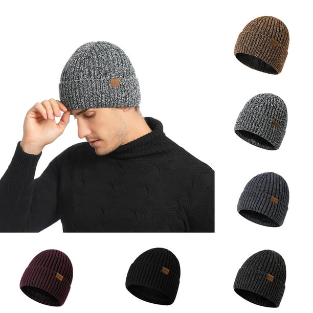CEHVOM Double-layer Woolen Hat And Velvet Warm Mixed Color Men's Knitted Hat