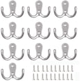 thumbnail image 2 of Gancho doble de metal cromado para montaje en pared, almacenamiento versátil para abrigos, bolsos, llaves, perchas multiusos, resistentes y confiables en áreas de dormitorio, baño y armario (20, 2 of 8