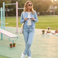 thumbnail image 6 of Dwellite Womens Cardigan Cropped Button Up Sweater Loose Fit Long Sleeve Polka Dot Comfy Crew Neck Fall Winter Knit Cardigan Jackets 2026 Sky Blue M, 6 of 7