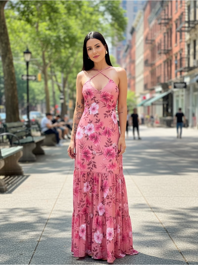 cross halter maxi dress Dani Cross Halter Maxi Dress