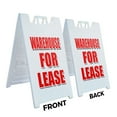 thumbnail image 2 of A-frame Sidewalk Warehouse For Lease 24" x 36" Double Sided A-Frame Sidewalk Sign, Includes 2 Plastic Inserts | Foldable Portable White Signicade Sandwich Board Signs, 2 of 5