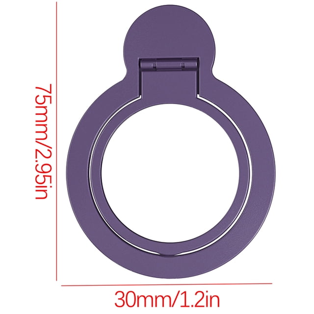 Magnetic Phone Ring Holder, Universal Foldable Metal Phone Grip Kickstand, 360 Degree Rotation, Ultra-Thin Portable Cell Phone Finger Ring Stand Compatible with Car Mount, Desk, and Live Streaming