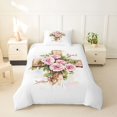 thumbnail image 2 of Erosebridal Pink Flowers Twin Bedding,Rustic Plant Floral Duvet Cover Set For Girls Kids 2 Pieces,No Comforter,Reversible, 2 of 6