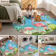 thumbnail image 5 of Pink Flamingos Round Area Rug 6Ft Washable Circle Rugs for Bathroom Office, Summer Beach Tropical Floral Cactus Non-Slip Carpet Floor Mats Indoor Outdoor Carpet Runner Aesthetic Home Decor, 5 of 8