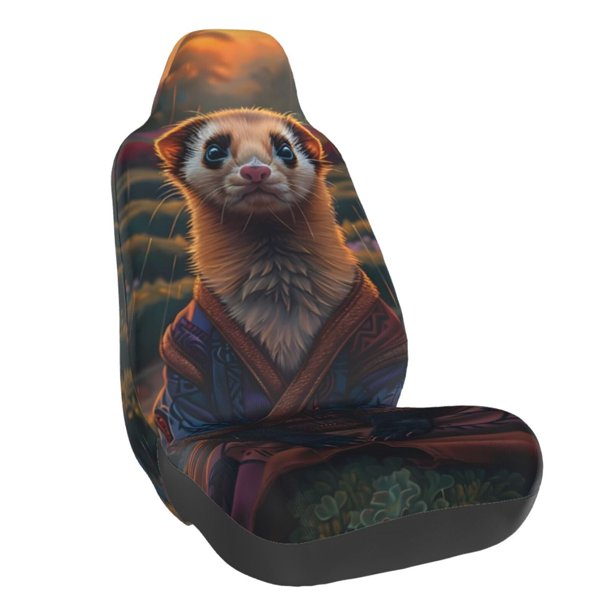 Fotbe Garden Meditating Weasel Funda para Asiento de Auto con Estampado – Impermeable y Antisudor – Ajuste Universal, Lavable a Máquina, Antideslizante (1 Pieza)