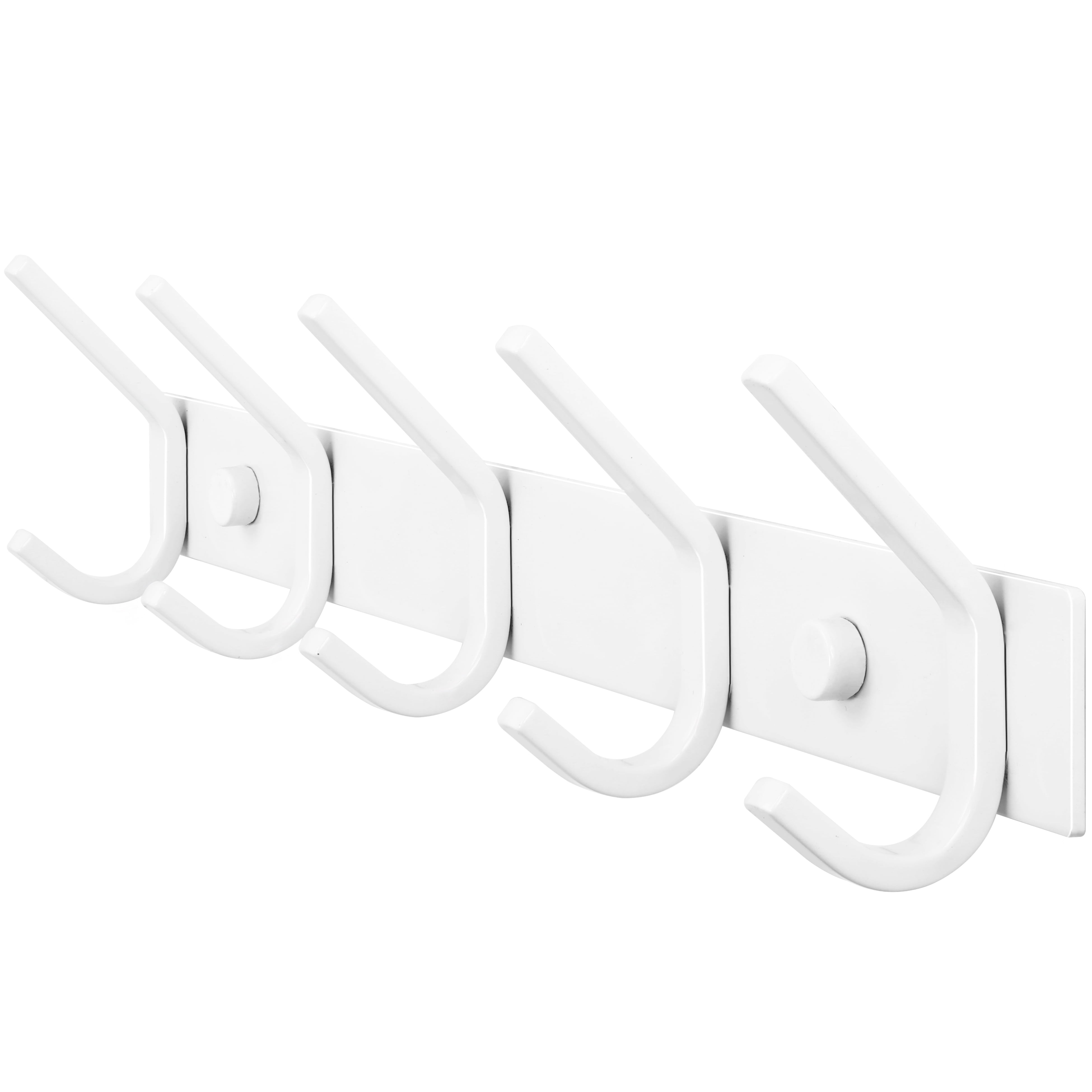 Dseap Sturdy Coat Rack with 5 Dual Hooks,Heavy Duty Wall Mounted Metal Hook Rail for Clothes