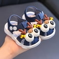 thumbnail image 2 of Xfvqtps Baby Infant Toddler Boys and Girls Squeaky Sandals Cute Cartoon Deer Close Toe Hollow out Press Buckle Soft Sole Non Slip Washable Lightweight Summer PVC Newborn First Walker Crib Navy, 2 of 5