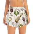 thumbnail image 2 of Balery Grapes Bbottles Wine Pantalones cortos deportivos para mujer con forro y dos bolsillos, elásticos, para entrenamiento, gimnasio, yoga-X-Large, 2 of 7