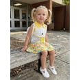 thumbnail image 6 of BemeyourBBs Baby Girl Back to School Outfit Kids Pre Kindergarten Outfits Toddler Baby Girl Summer Clothes Sleeveless Collared Button Tank Vest Tops and Book Pencil Printed Pleated Skirt Set, 6 of 9