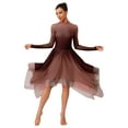 thumbnail image 2 of vastwit Women's Praise Dance Dress Long Sleeve Gradient Color Flowy Swing Asymmetrical Tunic Dancewear Brown L, 2 of 6