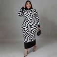 thumbnail image 2 of AURA Plus Size Plaid Print Maxi Dress Crewneck Long Sleeve Patchwork Elegant Sweet Style Long Dress for Fall Winter, 2 of 6