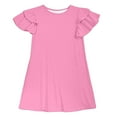 thumbnail image 4 of MEZZALL Kids Fashion Solid Color Dresses Round Neck Short Sleeve Casual Comfortable Pocket Dress Cozy Toddler Wear, 4 of 4