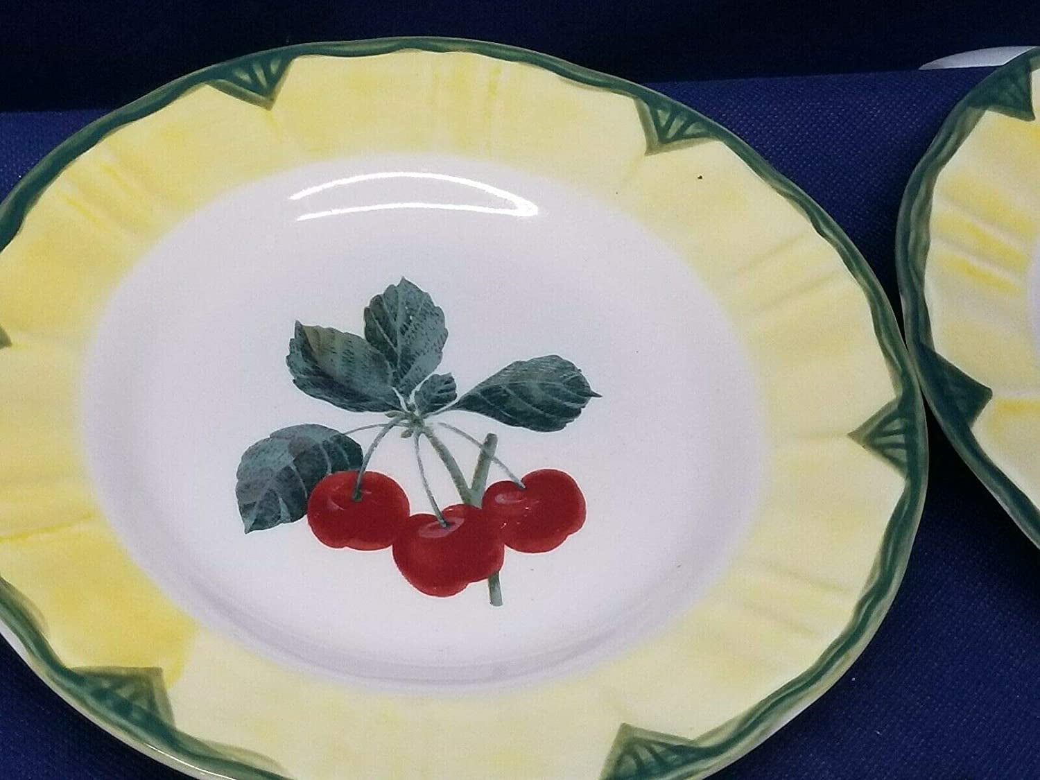 Tuscany Gibson Designs Yellow Rim Fruit Design Green Trim Cherry Salad
