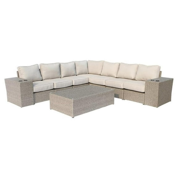 Living Source International 10-Piece Wicker Outdoor Conversation Set in Beige