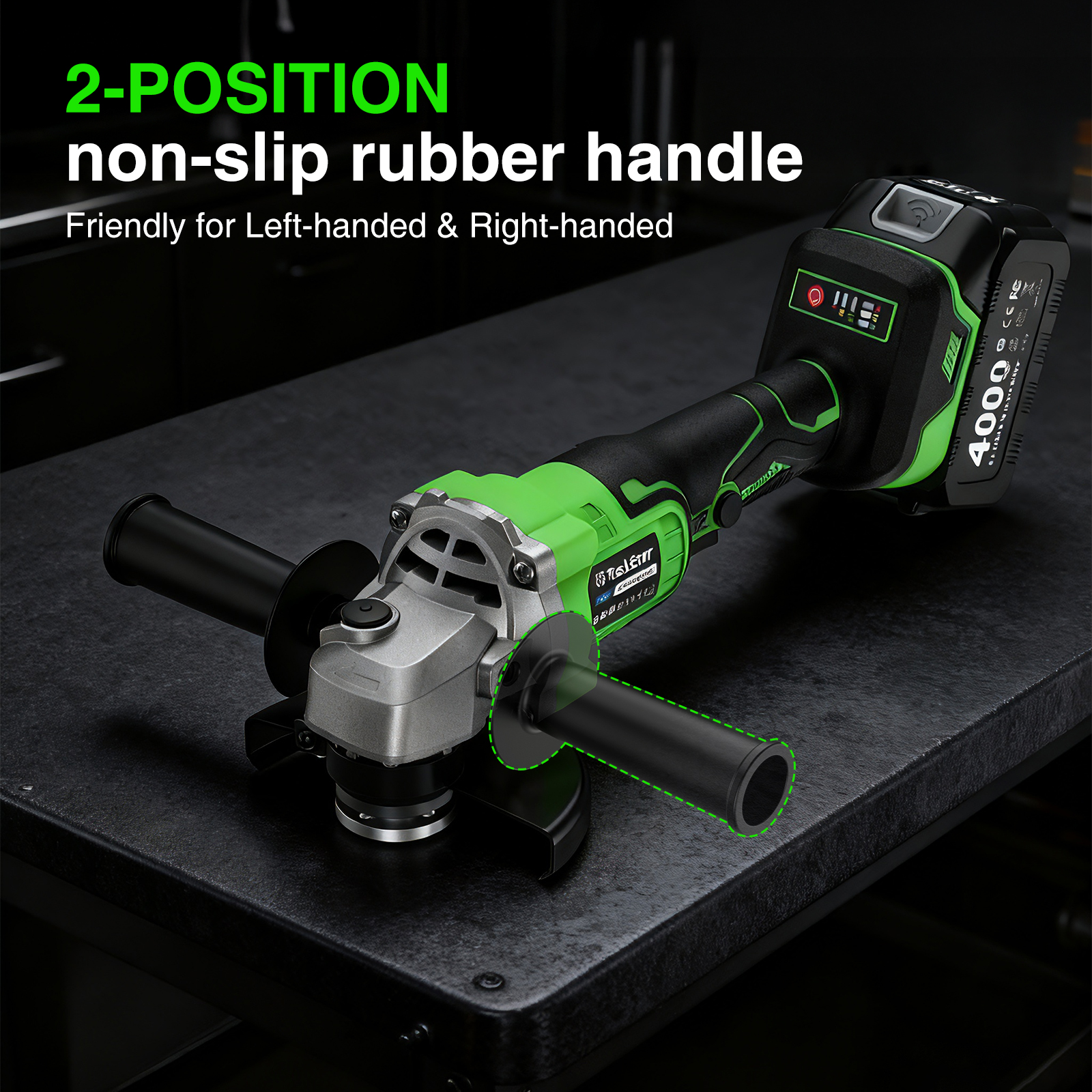 TaskStar 21V Cordless Angle Grinder, 2x4.0Ah Battery &  Charger, 10000RPM Brushless Motor, Power Angle Grinder with Cutting & Grinding Wheels, Flap Discs for Wood Metal & Rust Removal