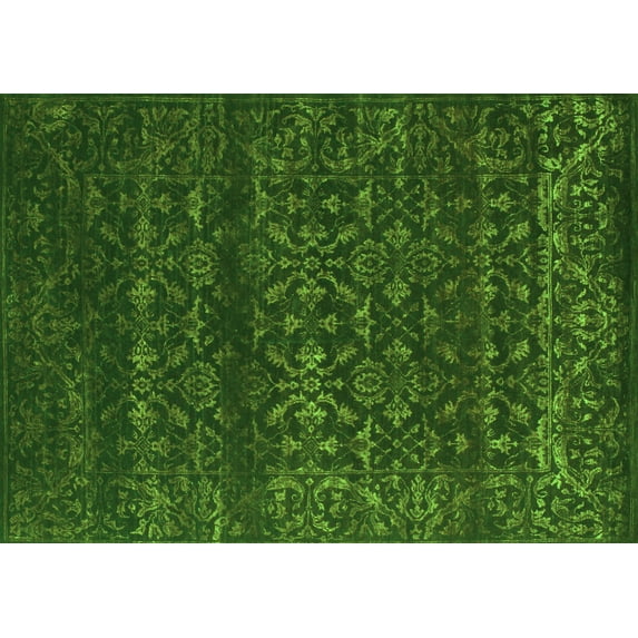 Ahgly Company Indoor Rectangle Abstract Green Contemporary Area Rugs, 2' x 3'
