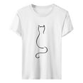 thumbnail image 5 of Aligament Womens Graphic T Shirts Cat Print Shirt Round Neck Fashion Lightweight Soft Casual Womens Summer Tops White, 5 of 5