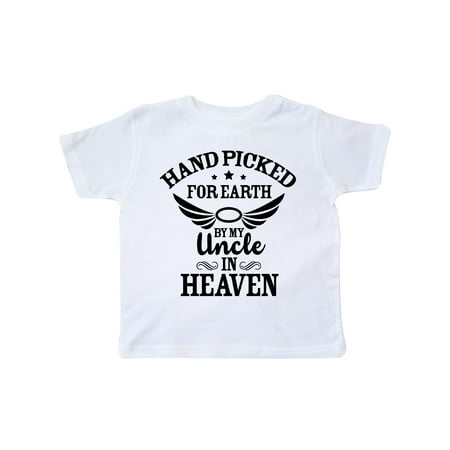 

Inktastic Handpicked for Earth By My Uncle in Heaven with Angel Wings Gift Toddler Boy or Toddler Girl T-Shirt