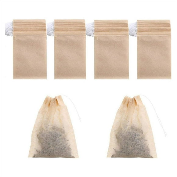 Paquete de 400 Bolsitas de Filtro de Té Desechables con Cordón, Infusor de Té de Papel Sin Blanquear Seguro, Bolsa Vacía con Cordón para Té de Hojas Sueltas.