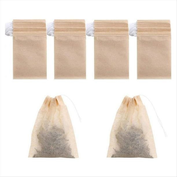 Paquete de 400 Bolsitas de Filtro de Té Desechables con Cordón, Infusor de Té de Papel Sin Blanquear Seguro, Bolsa Vacía con Cordón para Té de Hojas Sueltas.