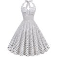 thumbnail image 1 of IROINNID Women's Fashion Casual Sexy Polka-dot Lace-up Collar Neck Big Swing Puffy Dress A-Line Solid Color Dress, 1 of 9