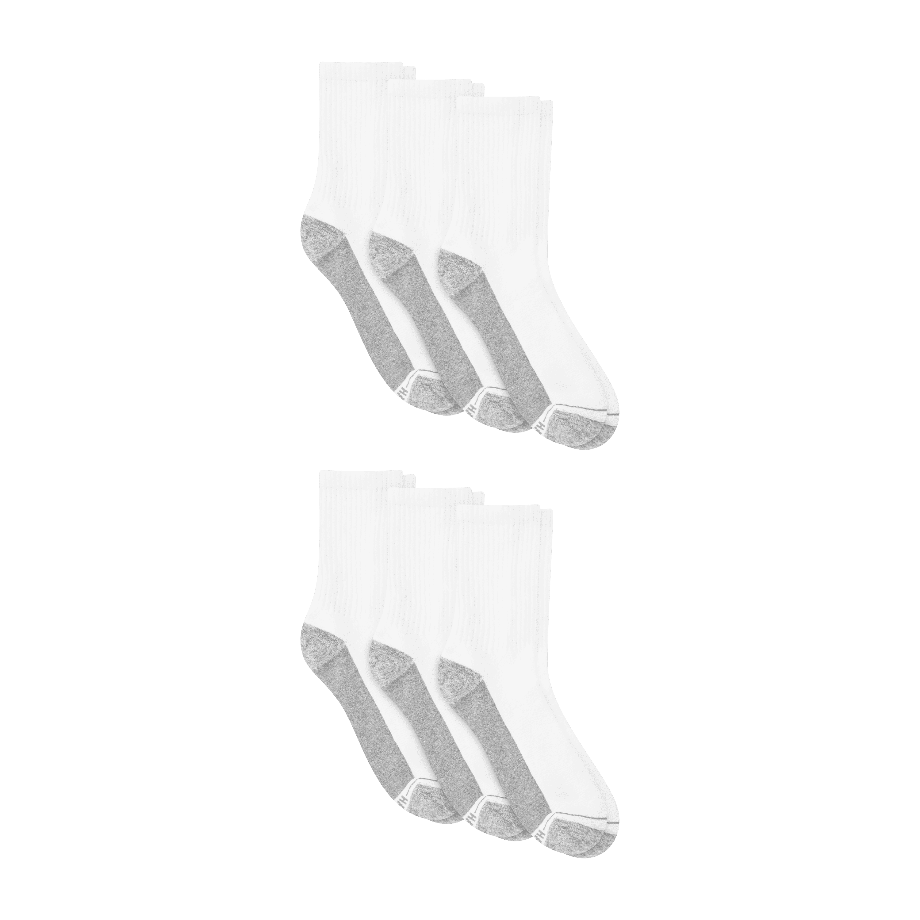 Hanes Mens Mid-Crew Socks, Max Cushion, Cool Comfort, 6-Pack, Size 6-12