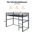 thumbnail image 4 of Aukfa Twin Size Metal Loft Bed, Space-Saving Bed with Safety Guard Rails Kids Teens, Black, 4 of 8