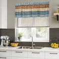 thumbnail image 4 of 2 Pack Farmhouse Blue Brown Valances for Windows Bedroom Living Room Window Treatments, Vintage Wooden Striped Rod Pocket Valance Drapes Short Kitchen Curtains Over Sink 42"x18", 4 of 8