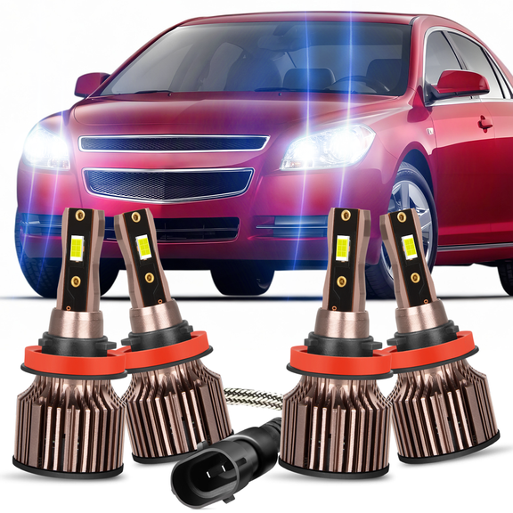 For Chevy Malibu 2004-2008 2009 2010 2011 2012 LED Headlight Bulbs H9 H11 High and Low Beam 4pc