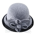 thumbnail image 3 of Women's Wool Felt Hat with Elegant Net Fabric Flower, Round Top Bucket Hat for Women, Vintage Tea Party Hat for Church, Wedding, and Special Occasions - Beige, 3 of 7