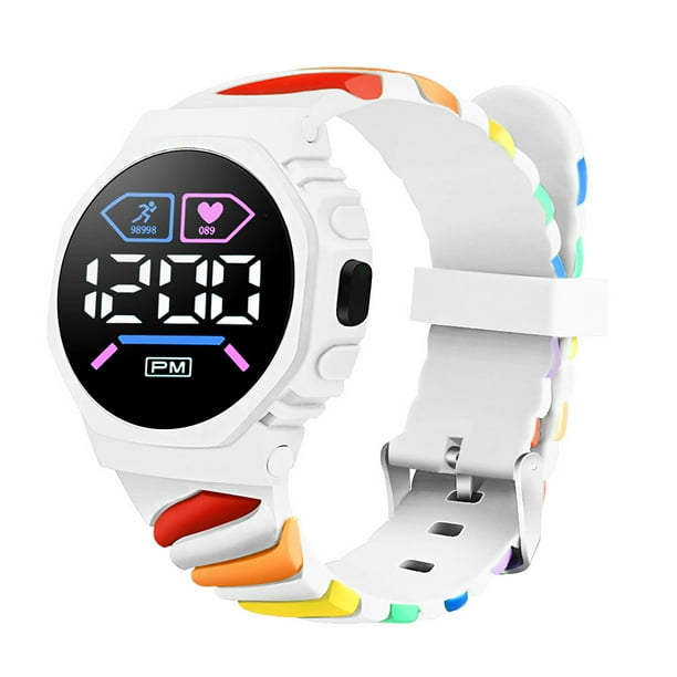 Reloj electrónico LED arcoíris, reloj electrónico digital deportivo para exteriores, reloj electrónico de moda para estudiantes