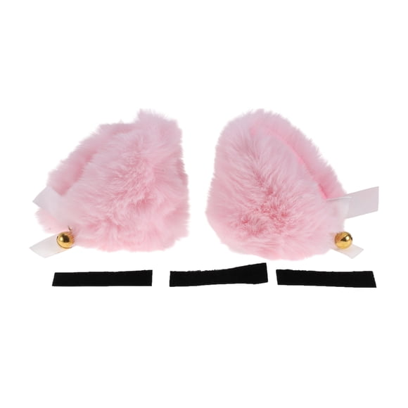 Motorcycle Helmet Accessories Decoration Furry Ears with Bells for Motorcycle Bicycle Skiing Helmets Pink Plush Sticker 1 Set