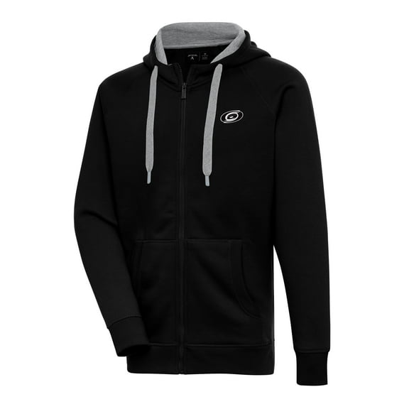 Men's Antigua Black Carolina Hurricanes Metallic Logo Victory Full-Zip Hoodie