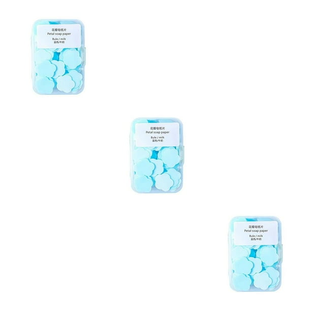 Bewildely Jabón de papel a mano Desechable Perfumado Limpieza portátil Baño Camping Desinfección Rebanada Piel Hogar Leche azul Type1 NO1