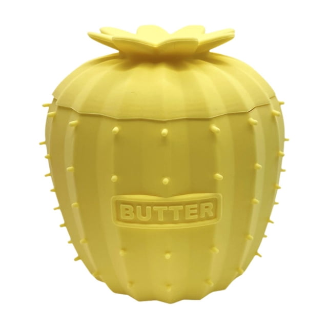 Manteo Crock Soft Butter plato de silicona linda silicona liviana fácil de limpiar recipiente de almacenamiento de bote para el hogar uso de la Amarillo
