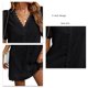 thumbnail image 4 of Vestido de encaje de lunares de manga corta con cuello en V,Vestido de encaje de manga corta con cuello en V corto para mujer Vestido de encaje de manga corta con cuello en V Funcionalidad versátil, 4 of 5