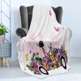 thumbnail image 4 of Cars Soft Flannel Fleece Blanket, Woman Driving a Floral Vehicle Butterflies in the Air Female on the Road Girls Theme, Cozy Plush for Indoor and Outdoor Use, 50" x 60", Multicolor, by Ambesonne, 4 of 5