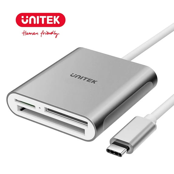 Unitek USB C SD Card Reader, Aluminum 3-Slot USB 3.0 Type-C Flash Memory Card Reader for USB C Device, Supports Compact Flash Memory Card and Lexar Professional CompactFlash Card